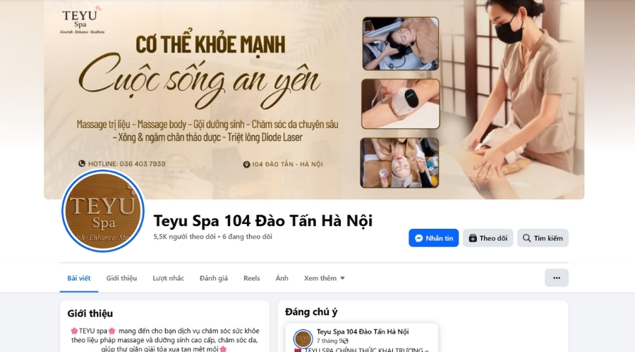 Dịch vụ chăm sóc fanpage cho Teyu Spa Dịch vụ chăm sóc fanpage cho Teyu Spa