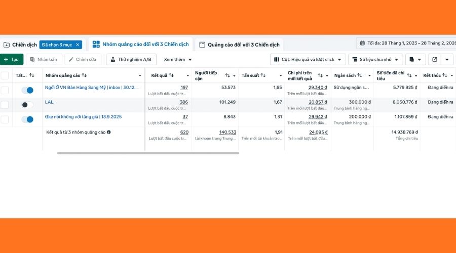 Dịch vụ quảng cáo Facebook cho GKE Logistic