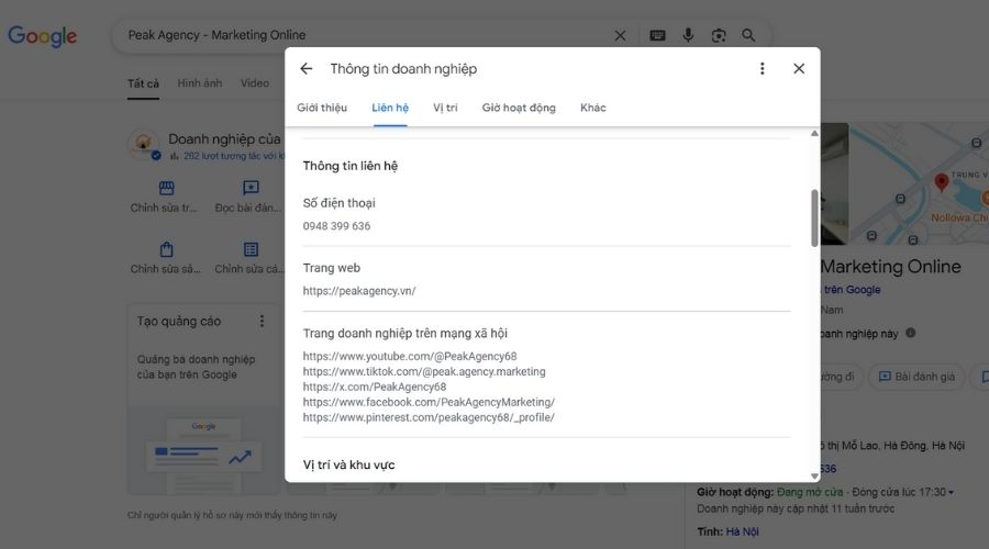 hoàn thiện hồ sơ doanh nghiệp khi seo google maps