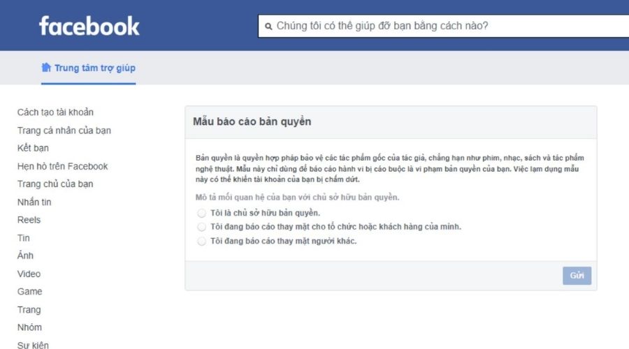báo cáo bản quyền fanpage 2