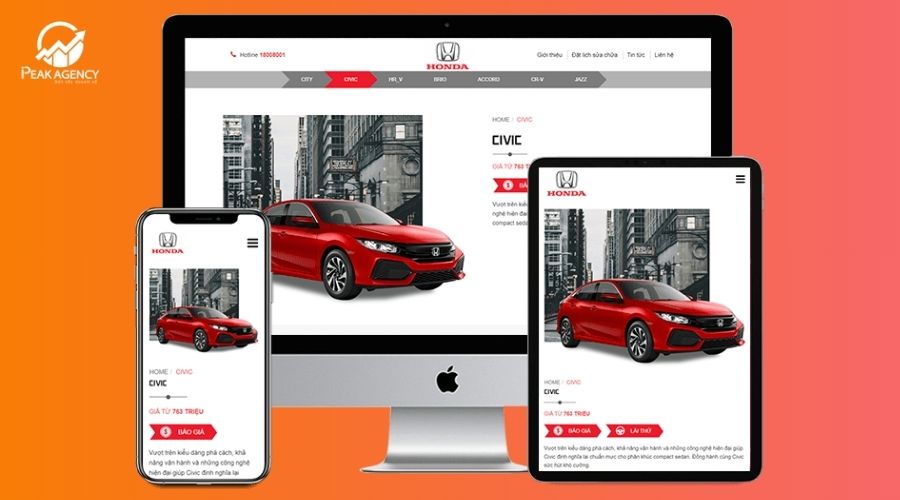giao diện thiết kế website bán ô tô