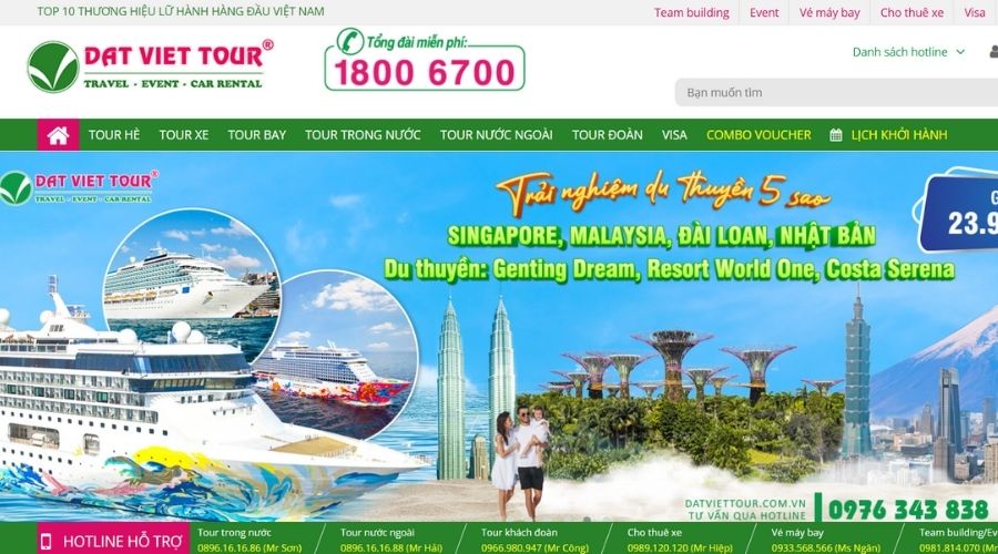 mẫu thiết kế website du lịch dat viet tour