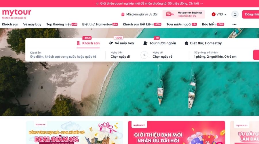 mẫu thiết kế website du lịch mytour