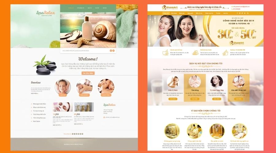 mẫu thiết kế website spa