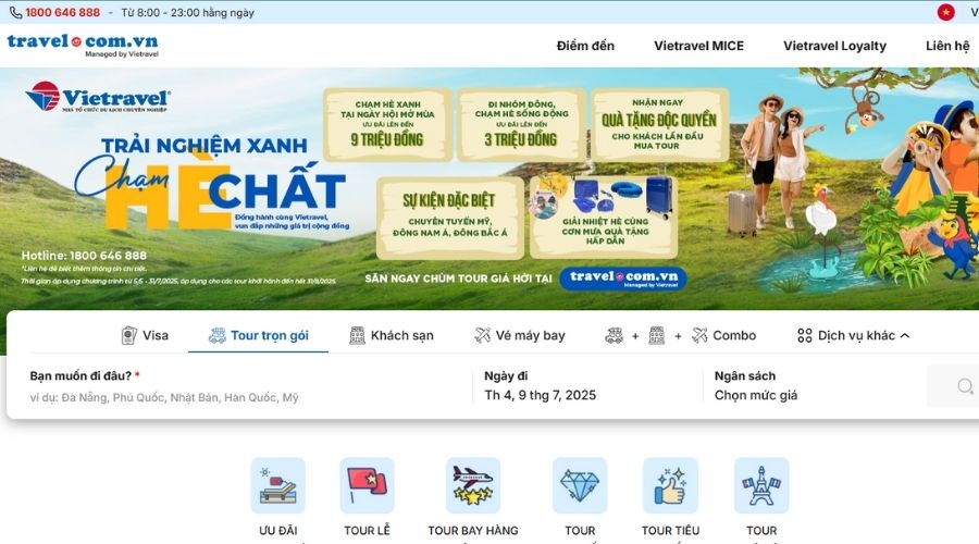 mẫu thiết kế website travel