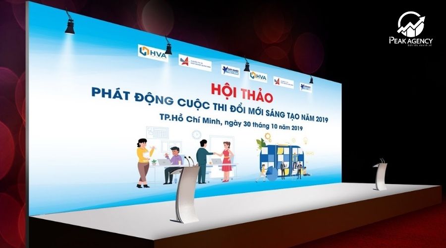 phối màu và chữ thiết kế backdrop