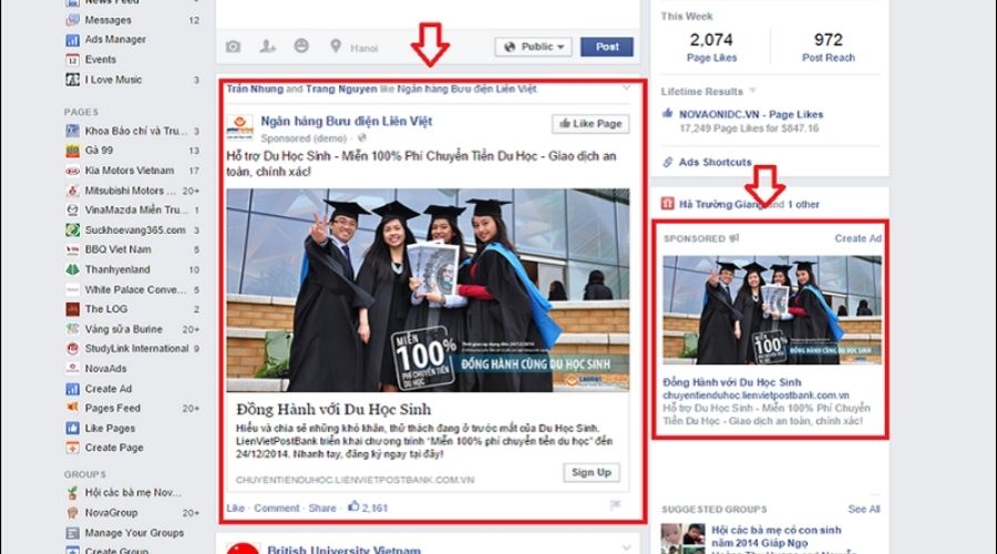 xu hướng quảng cáo facebook trên news feed