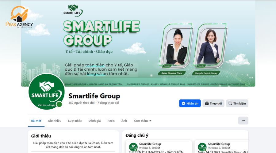Dịch vụ quản trị Fanpage cho Smartlife Group