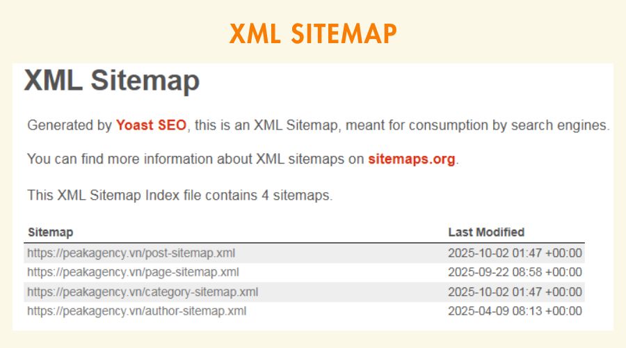 Lỗi XML sitemap không tối ưu