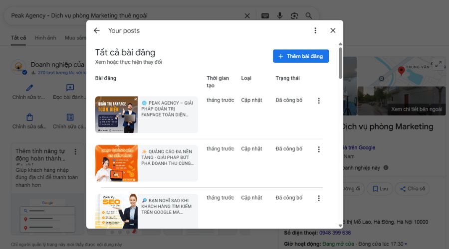 Tạo và đăng bài Posts trên Google Business Profile