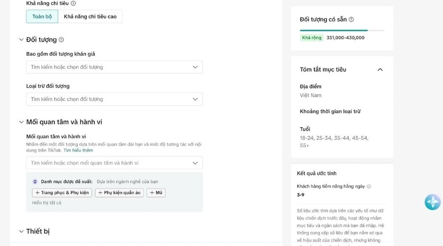 Targeting đối tượng khách hàng khi quảng cáo Tiktok