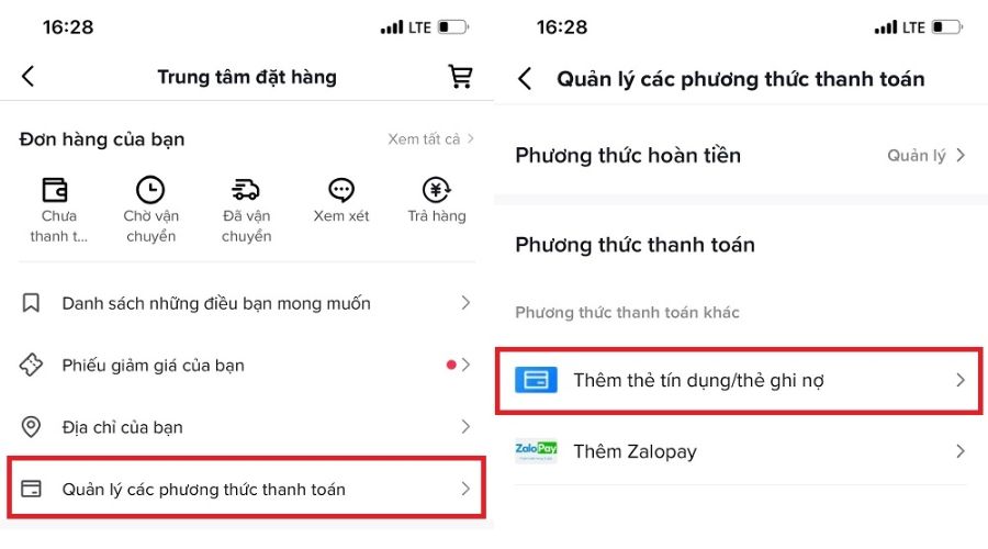 Thiếp lập phương thức thanh toán khi quảng cáo Tiktok