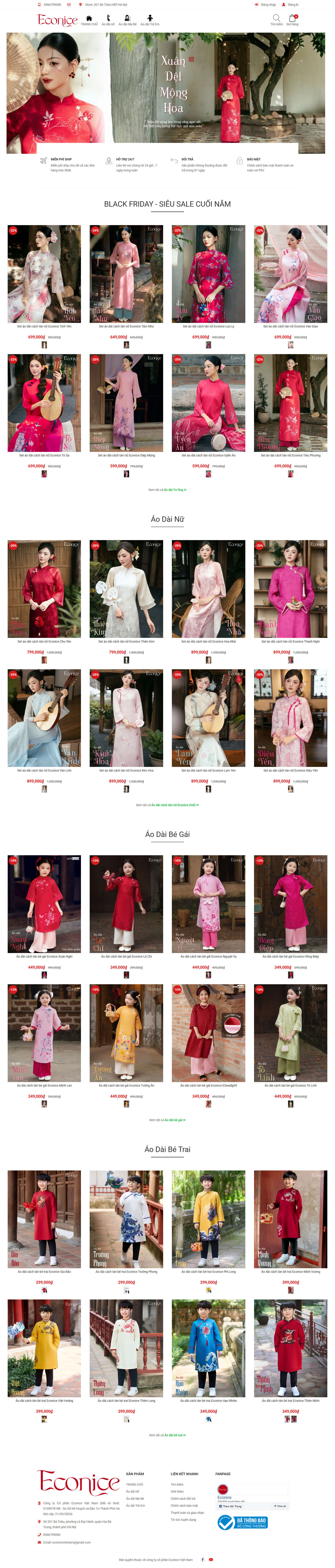 Mẫu website bán áo dài