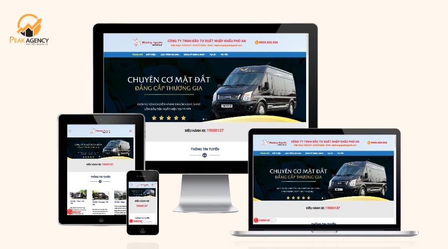Dịch vụ thiết kế website cho thuê xe tại Peak Agency
