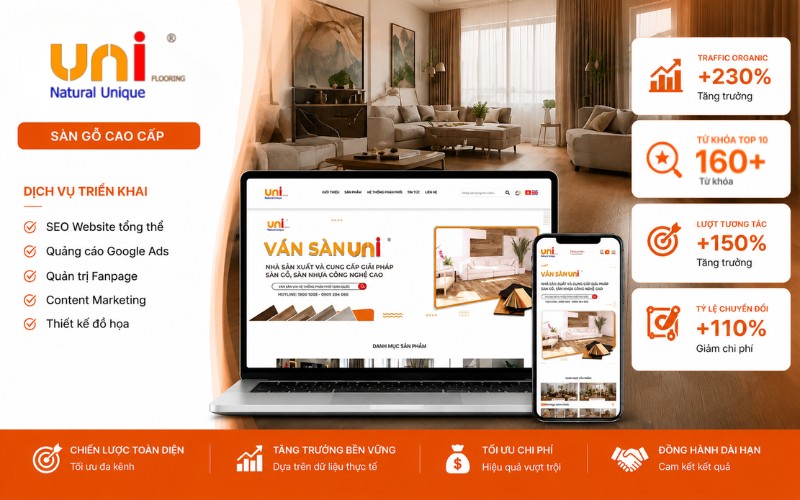 Phòng marketing thuê ngoài cho thương hiệu Ván Sàn Uni