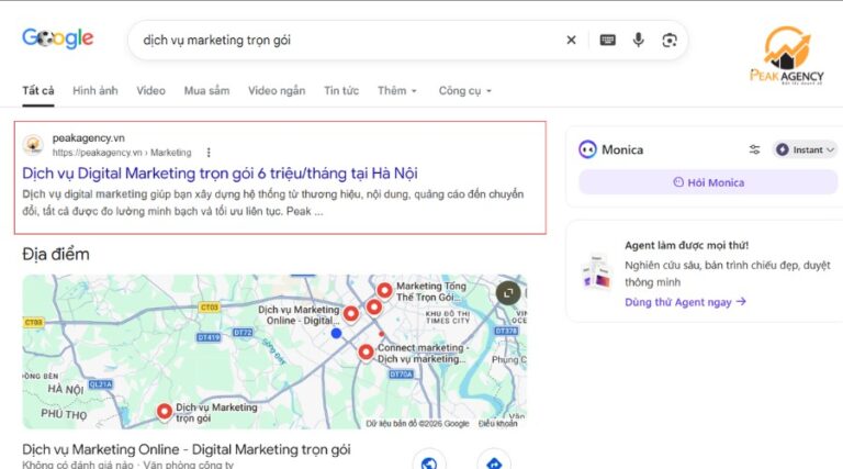Dịch vụ SEO Top Google tại Peak Agency