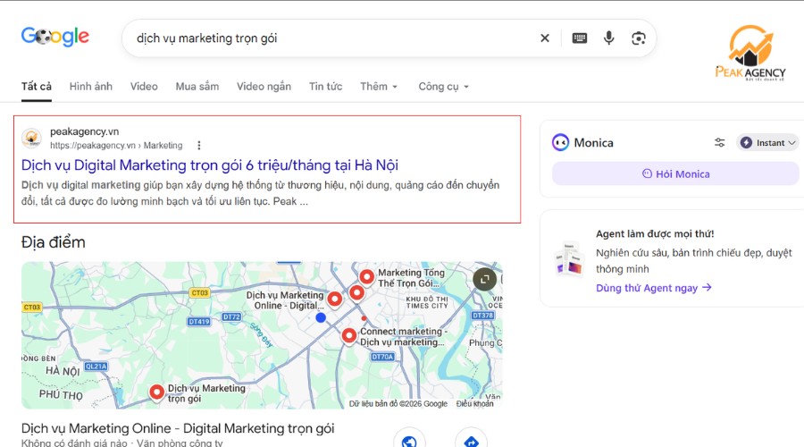 Dịch vụ SEO Top Google tại Peak Agency