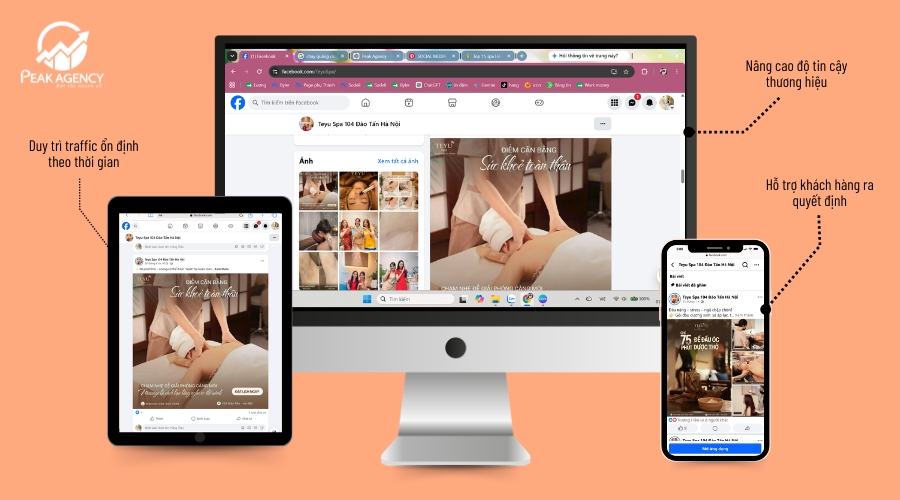 Dịch vụ chạy quảng cáo Facebook cho spa tại Peak Agency