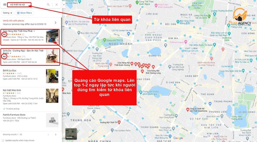 Dịch vụ quảng cáo Google Maps tại Peak Agency